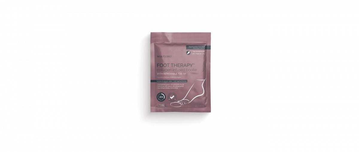 Beauty Pro FOOT THERAPY Collagen Infused Bootie with Removable Toe Tip