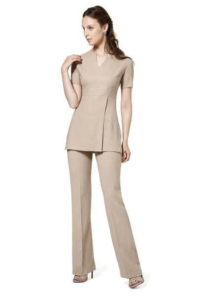 Buttercups Uniforms V-Neck Beige Linen Tunic B320