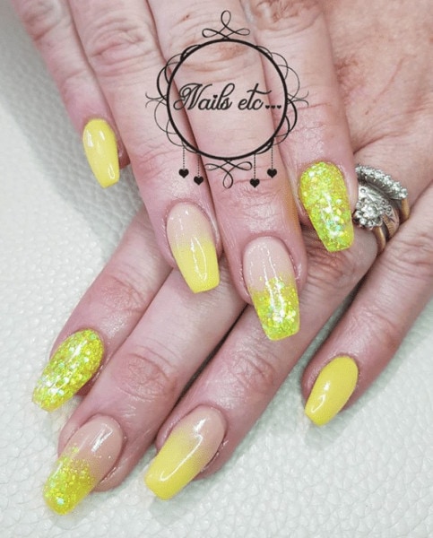 Adele at Nails etc... adds a glitter gradient to her bright design