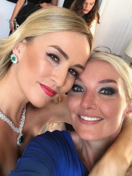 Julie and motor racing driver, Carmen Jorda, ready for the red carpet