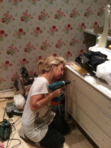 Claire during the renovations