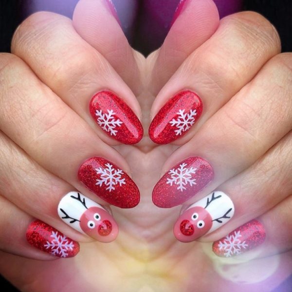 Samantha Cox gives Rudolph a glittering red nose 