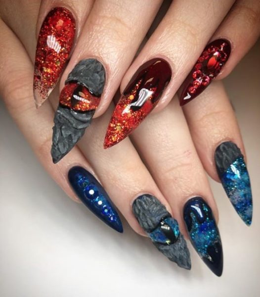 Amber Porter contrasts red and blue tones