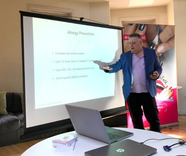 Bob Giblett delivers advice at a Salon Services #NailTecTalk event