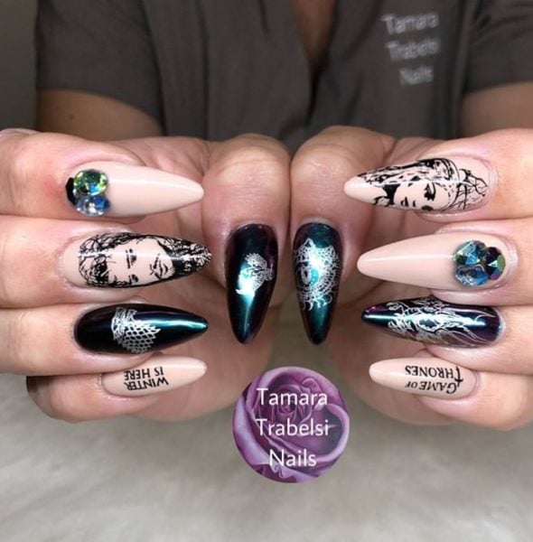 Jon Snow and Daenerys Targaryen appear in this nail look by Tamara Trabelsi