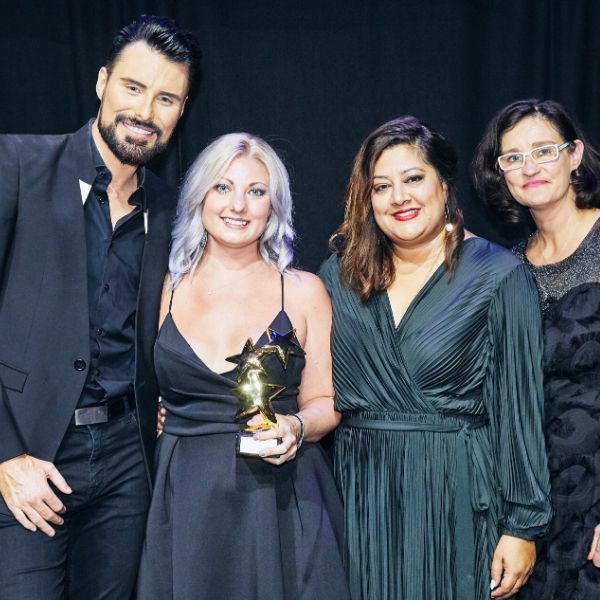 Katie Barnes winning Nail Stylist of the Year at the Scratch Stars Awards 2019