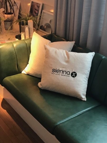 Branded cushions at the Sienna X skincare launch