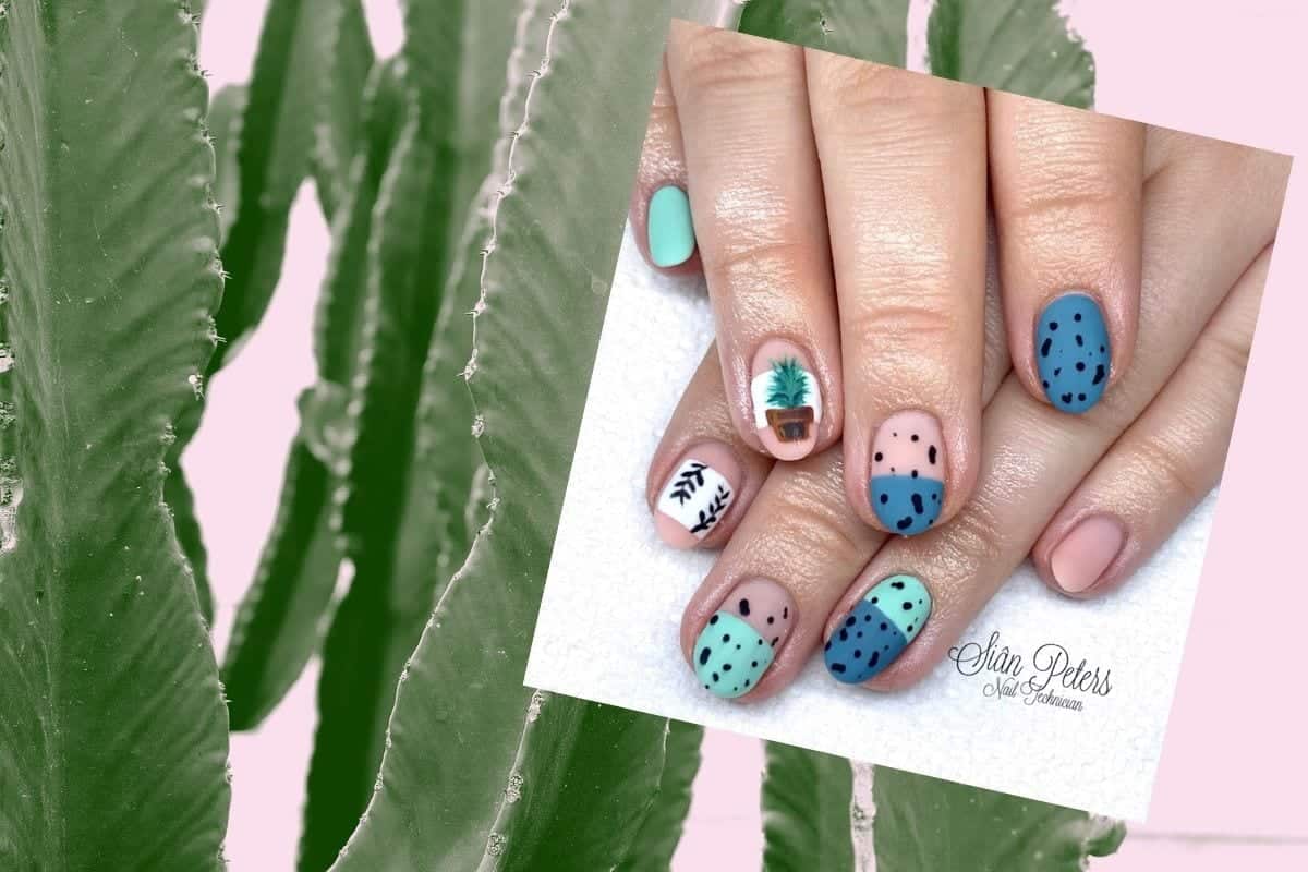 Nail tech Sian Peters' cactus design