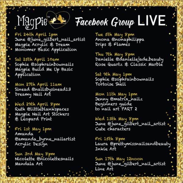 Magie Facebook Live schedule
