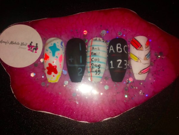 Amy Tipper sends us back to the days of spelling and maths with this design