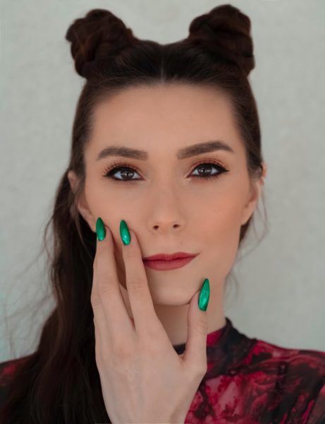 Alexandra Teleki
"I tried to incorporate all the things I love, wear and that make me the person I am today. The fashion choices were based on my favourite hairstyle that I wear for events and for travelling, as it's not only comfortable but immensely fashionable. I am by no means a makeup artist, so I've done an easy and light everyday makeup. The outfit is a traditional Japanese dragon, which represents the strength in me to overcome situations and grow wiser, as well as my artistic freedom, whilst the red represents power. My nails are simple yet effective, choosing my favourite shape and colour. As for the metallic element, metal represents obstinacy, fortitude, honor, courage, sharpness of mind, tenacity and confidence, which I believe would explain my personality in a nutshell."