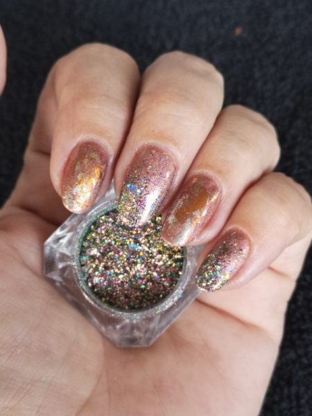 Gelish with glitter and foils