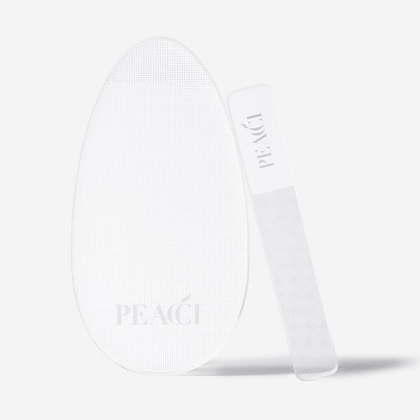 Peacći offers a glass foot file and nail file, as a bundle and individually. The nail file does come with a reusable plastic storage case. Available via www.thegelbottle.com