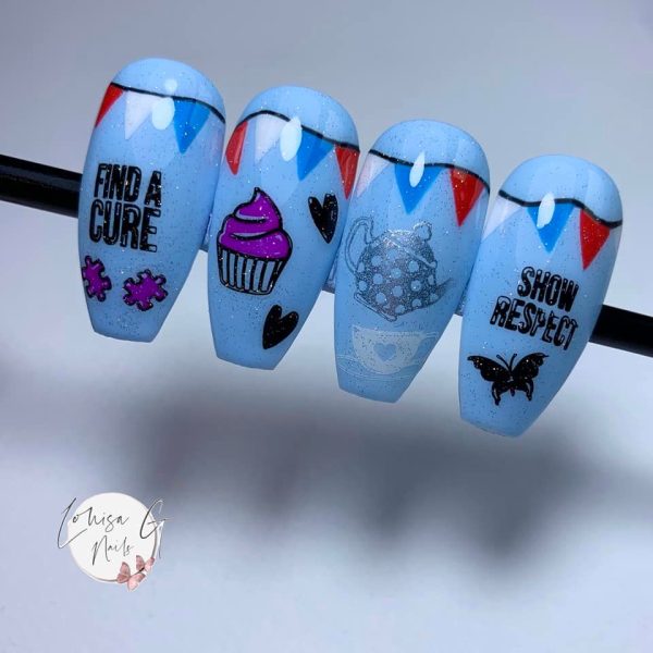 Cupcake Day nails for Alzheimer’s awareness by Louisa Grainger