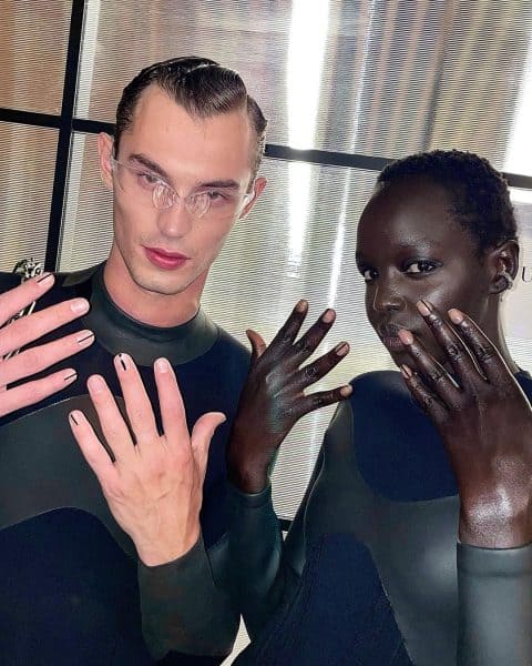 Juan Alvear created the nail looks for the Dion Lee show. Courtesy of @byjuanalvear