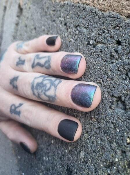 The Male Nail technician - "I created this matte chameleon flake style. Is it a new trend for 2023? I think so"