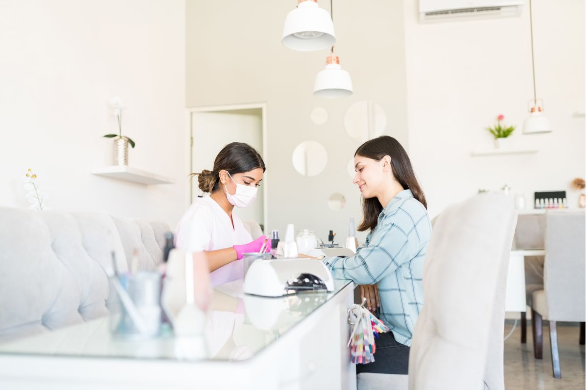 nail salon stock image desk