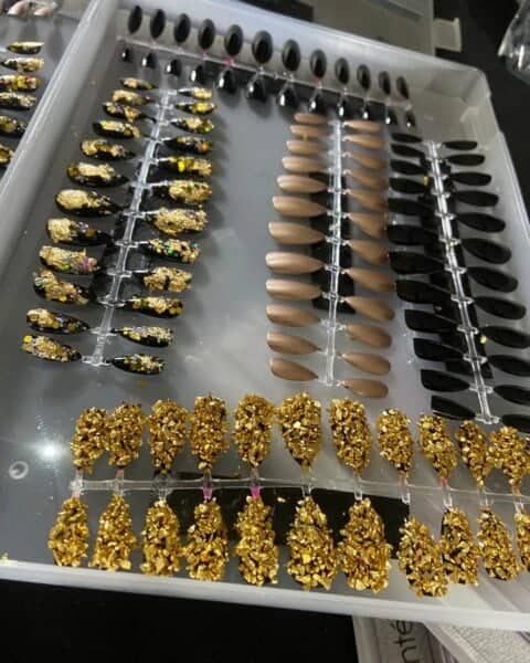 Nails for Harris Reed, led by Simone Cummings using CND™, available via sweetsquared.com. Image:
@simmy_nailsandbeauty.