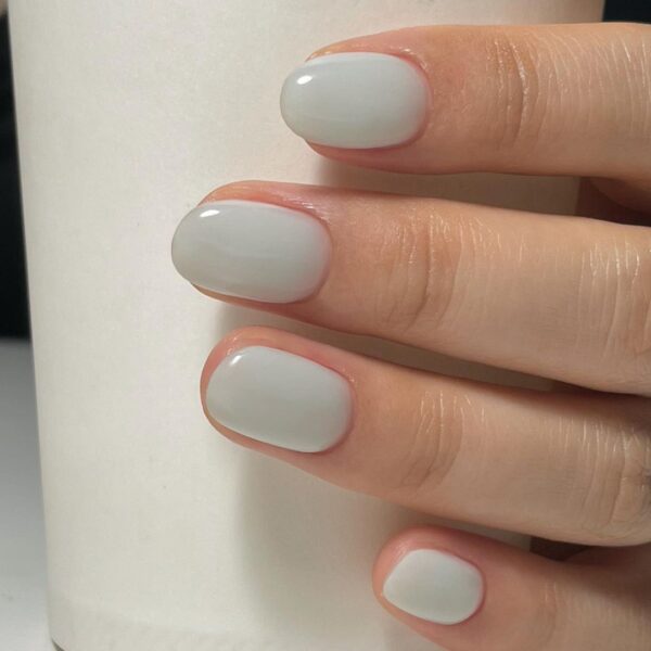 Korean nail salon, NAIL MOOi (@nail__mooi), uses a milky 
sage green for this classic look.
