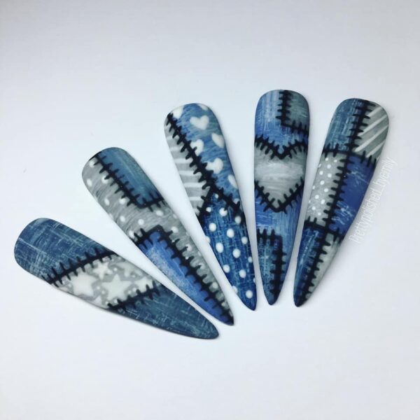 Emily Misson's denim nail look.