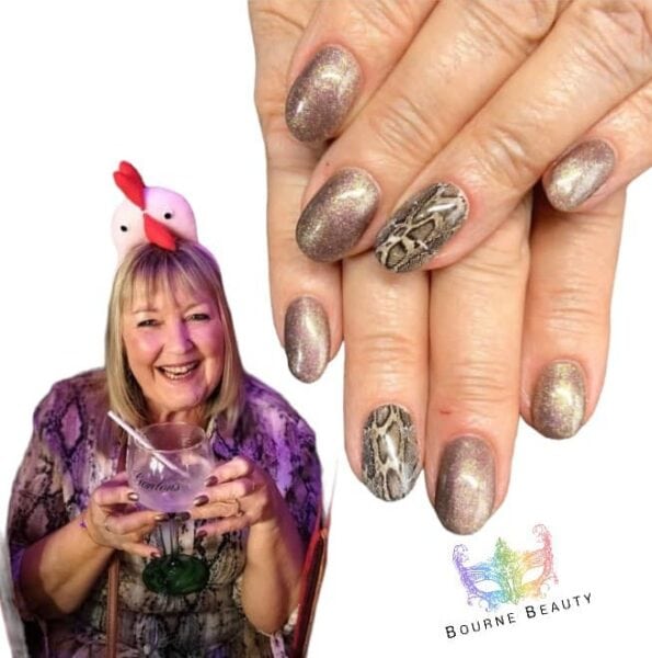 Nails by Maria Bourne to match a client's hen night outfit.