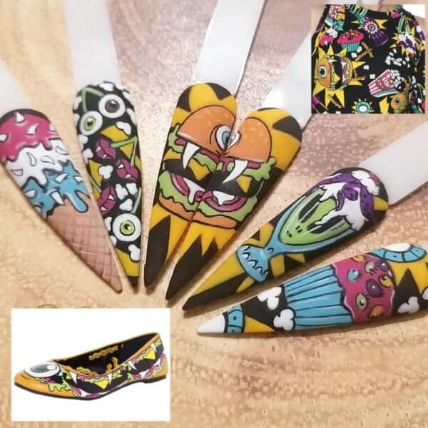 Sarah Foster - "Nails inspired by Iron Fist Killer Munchies shoes and clothes."