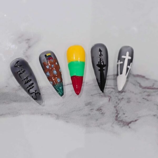 Ugne Mickute - "I chose Vilnius in Lithuania, as it is my home country's capital. The nails are displaying three of the most famous places in Vilnius: Gediminas Castle, Television Tower and the Three Crosses monument."