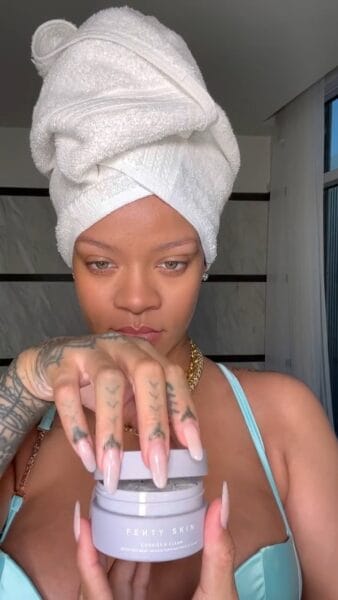 Nude almond nails. Image courtesy of Instagram.com/badgalriri