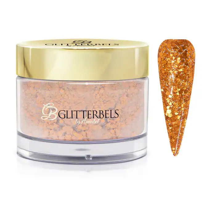 Glitterbels Glittered Acrylic Powder in Pumpkin, www.glitterbels.com