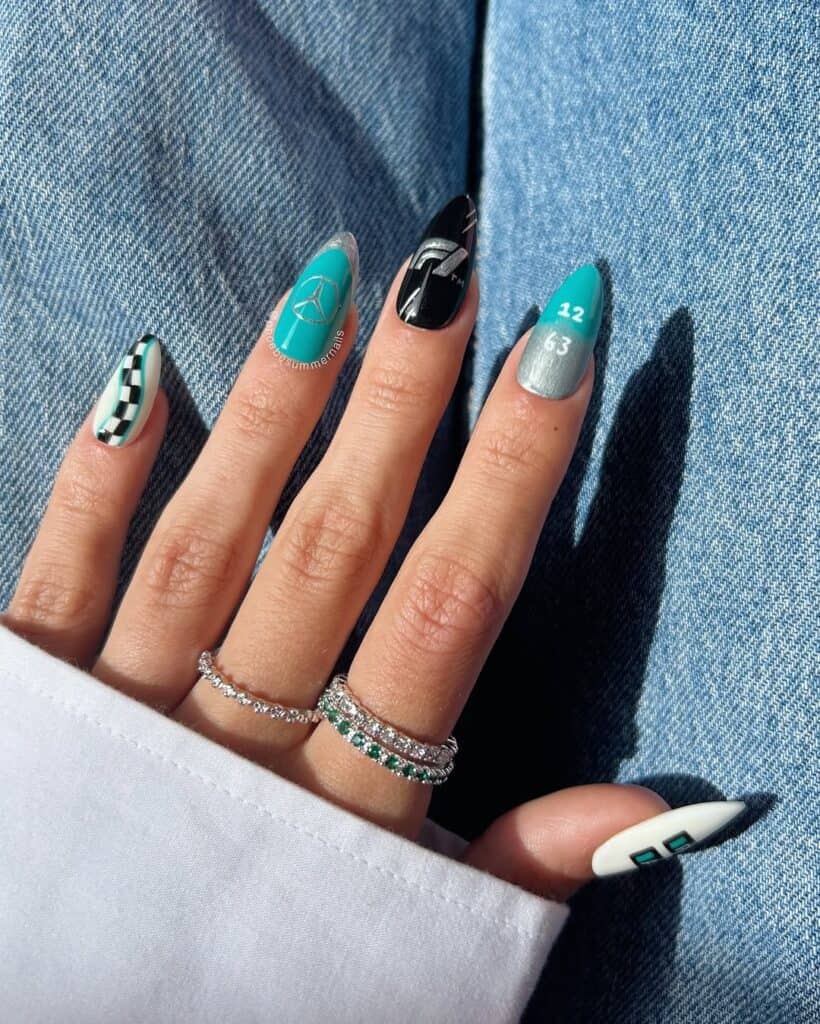 Formula 1 Mercedes nails @phoebesummernails