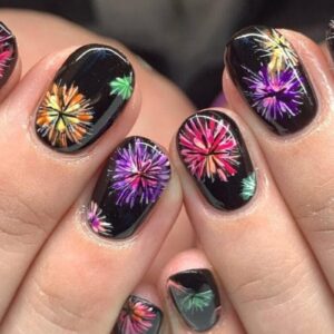 Bonfire night firework nails inspo