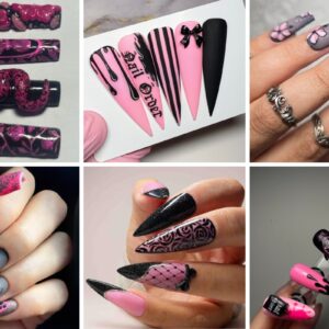 Pink black nail art designs scratch snap contest october 2025
