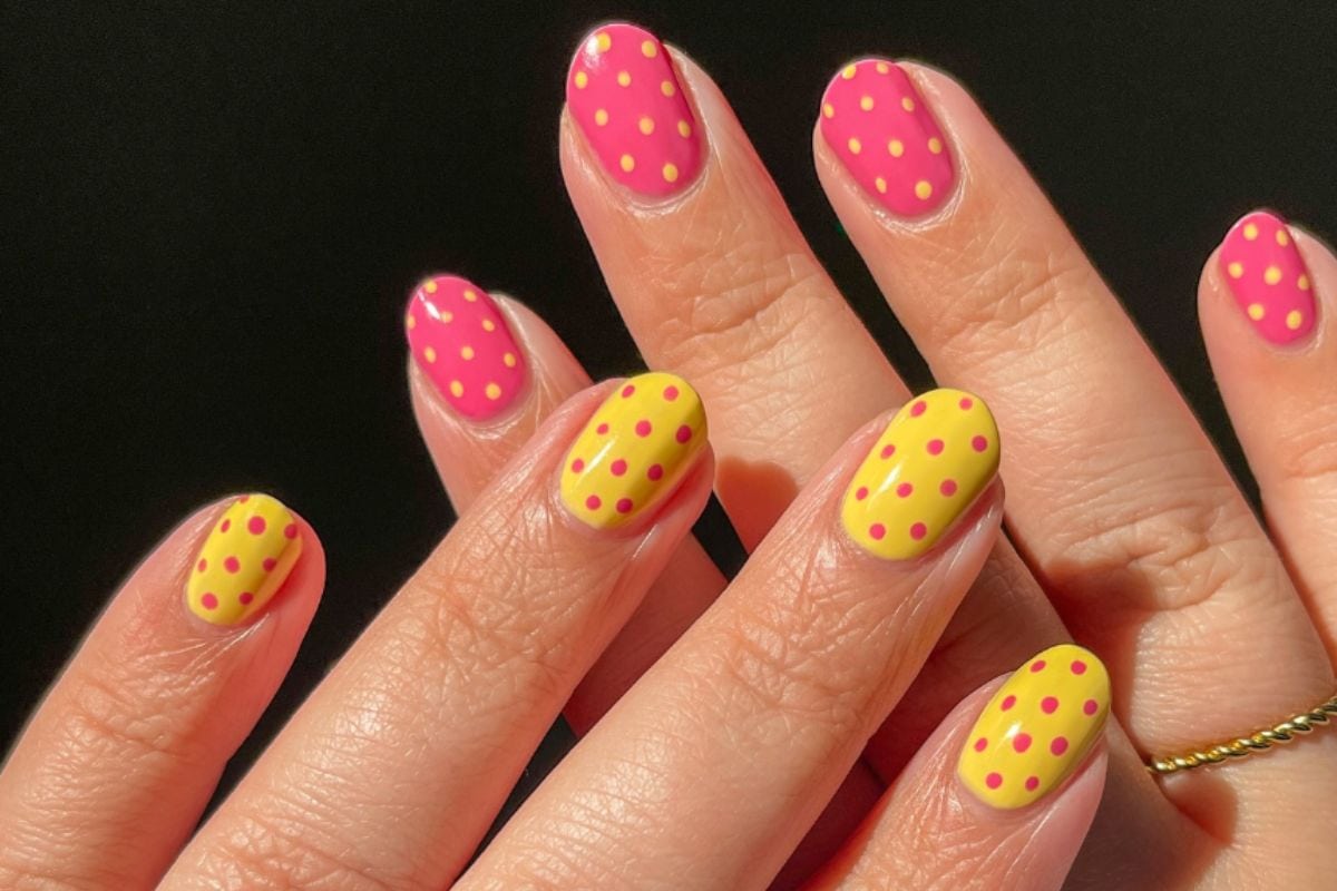 Spring 2026 polka dot nail gallery lead image courtesy of @magicalgirlmanis