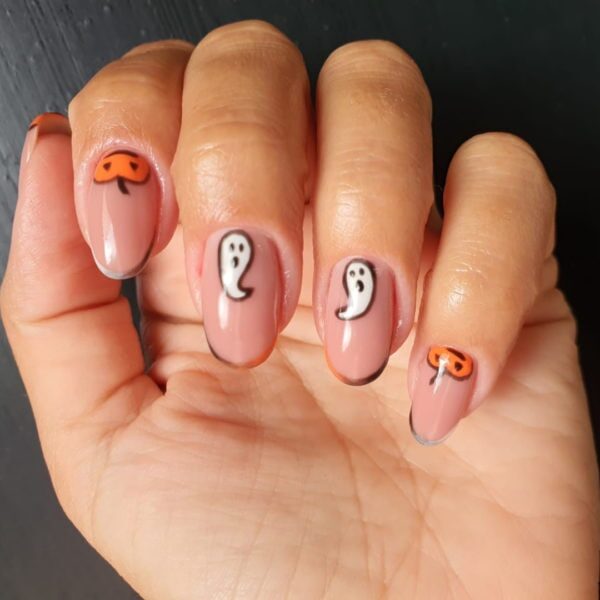 pumpkin and ghost karen louise nails final pic or 4
